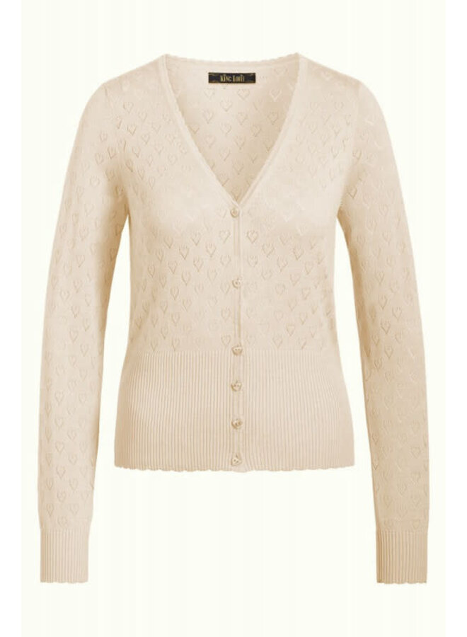 Cardi V Heart Ajour BCI - Cream