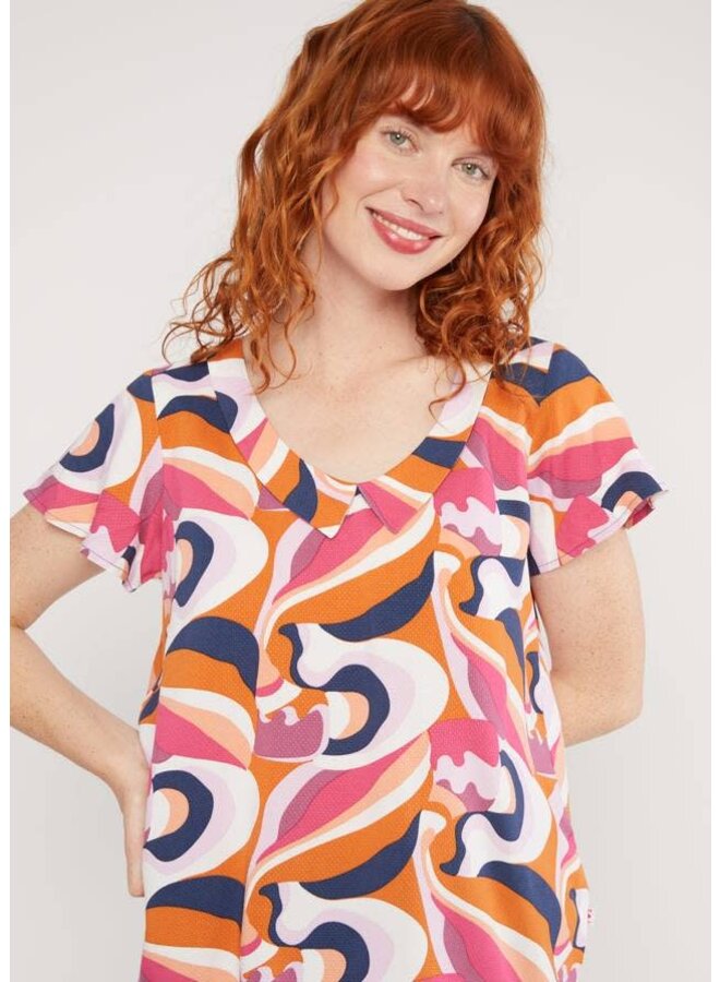Sommerbluse Feed the Birds - romantic colour waves