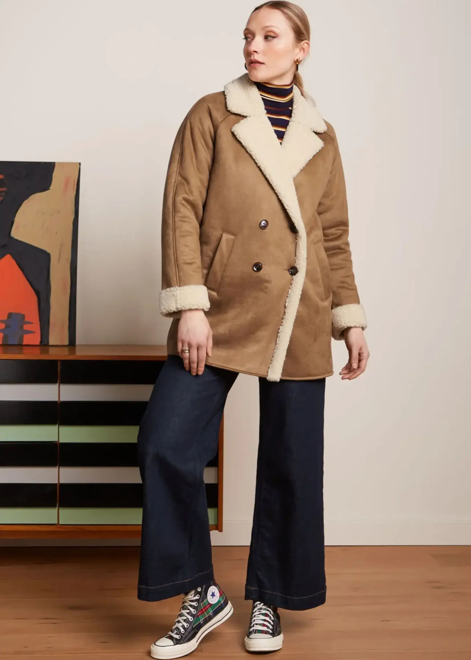 King Louie Manzel - Amelie Coat Lammy - Sulphur Yellow