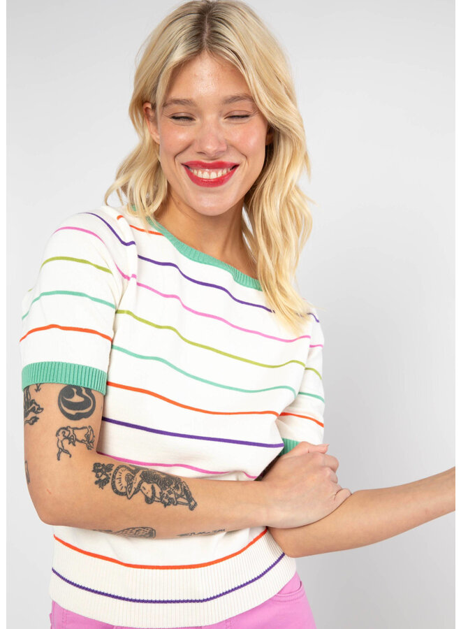 Strickpullover Pretty Preppy - rainbow ribbons stripes