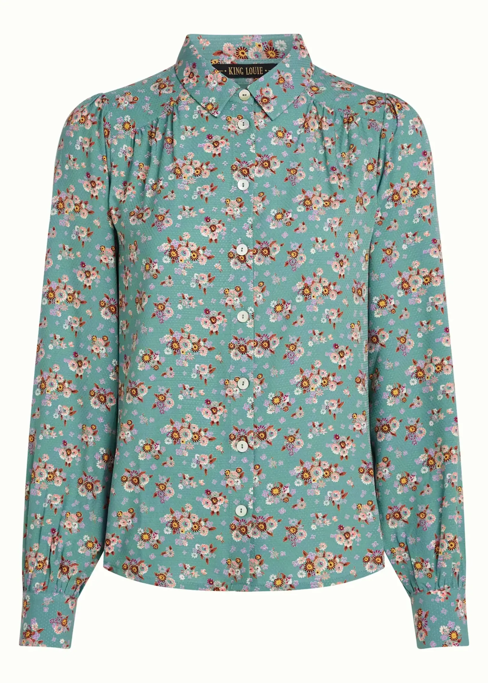 King Louie Bluse - Carina Blouse Revel - Silver Green