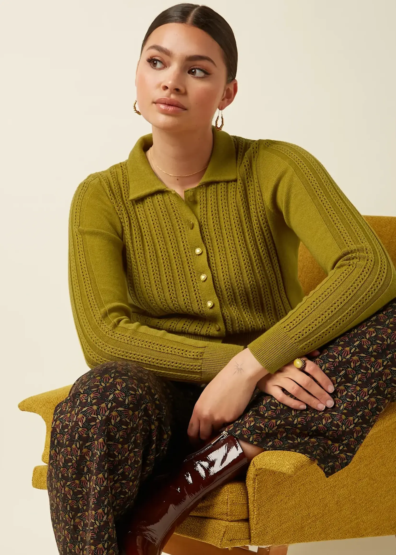 King Louie Sofie Cardi Carmi - Curry Yellow