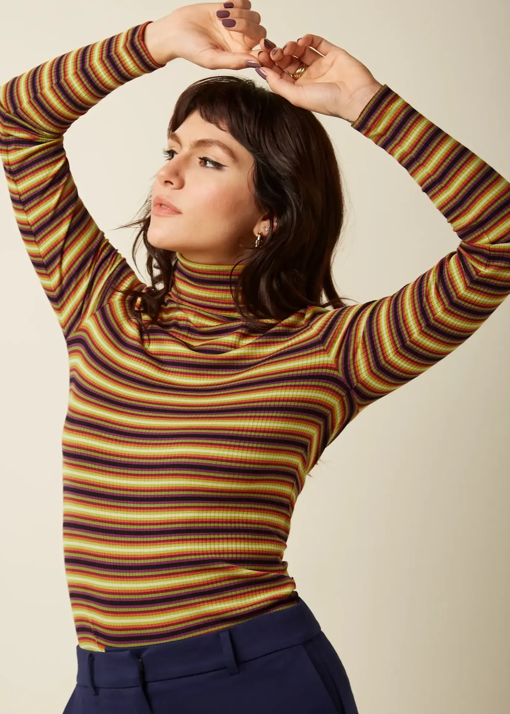 King Louie Rollneck Top Eira Stripe - Multi Color