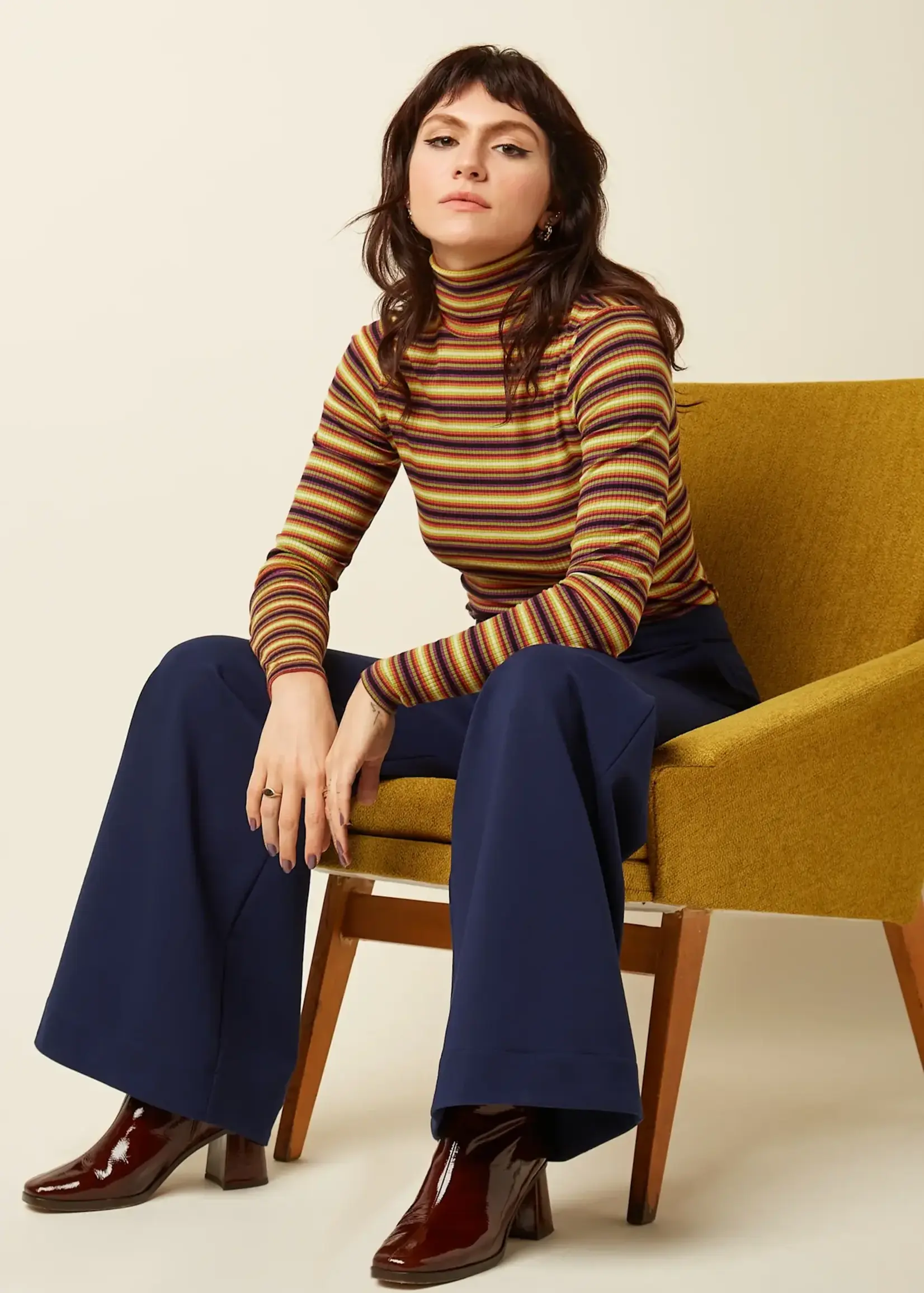 King Louie Rollneck Top Eira Stripe - Multi Color