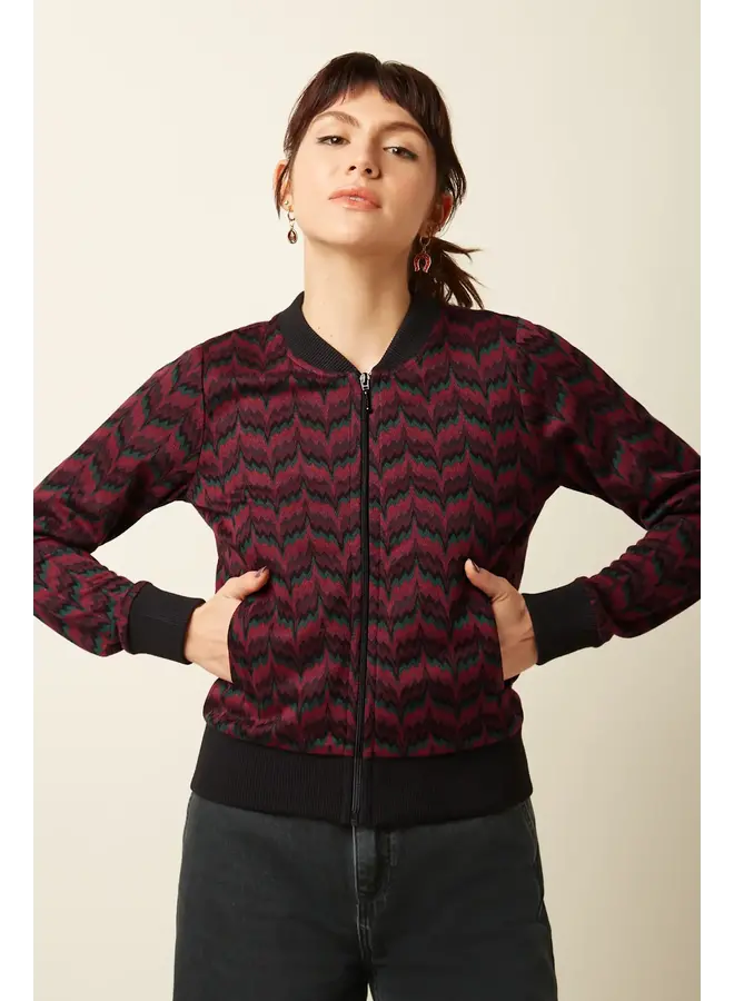 Jacke - Bessie Jacket Estelle Zigzag - Bordeaux Red