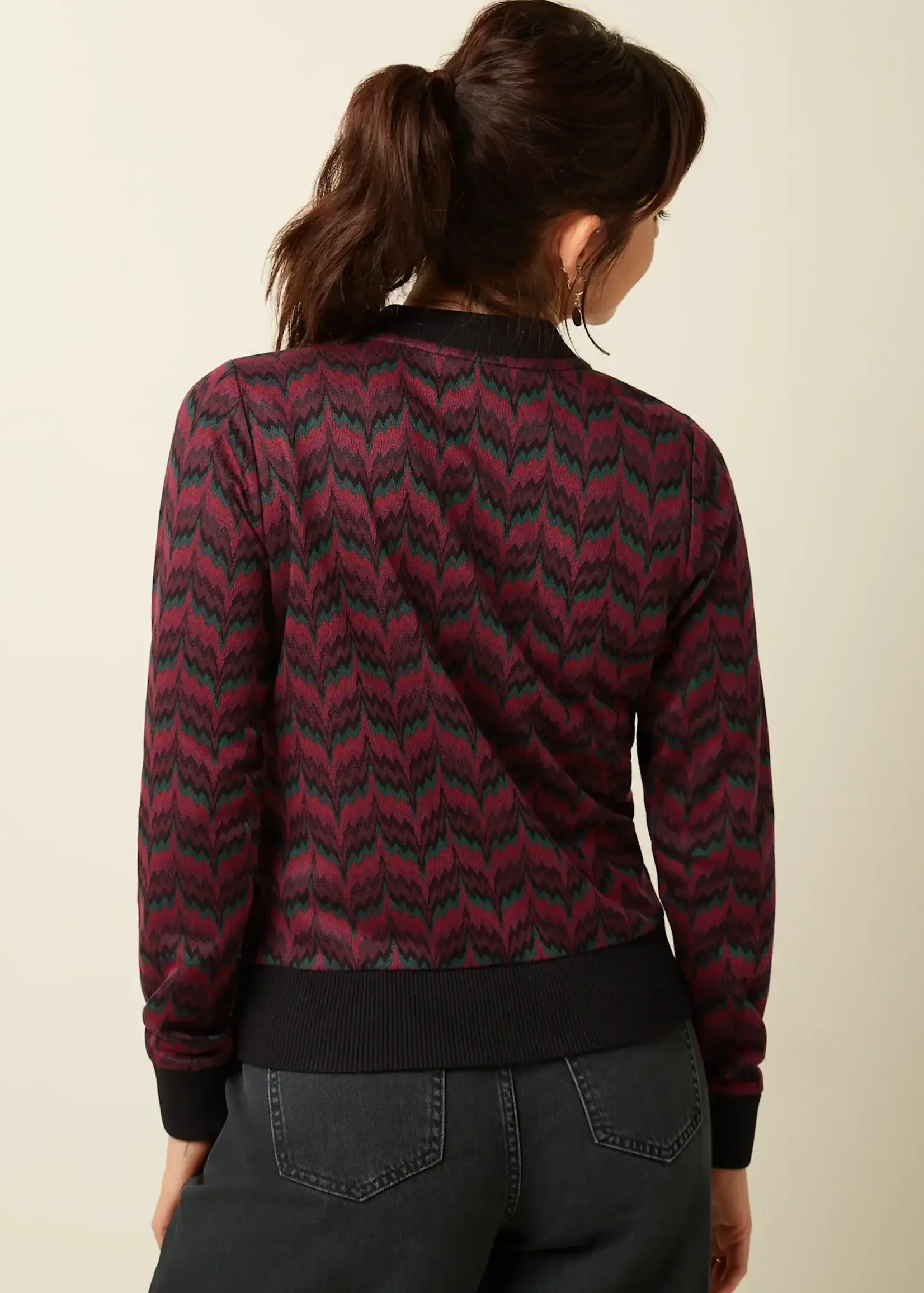 King Louie Jacke - Bessie Jacket Estelle Zigzag - Bordeaux Red