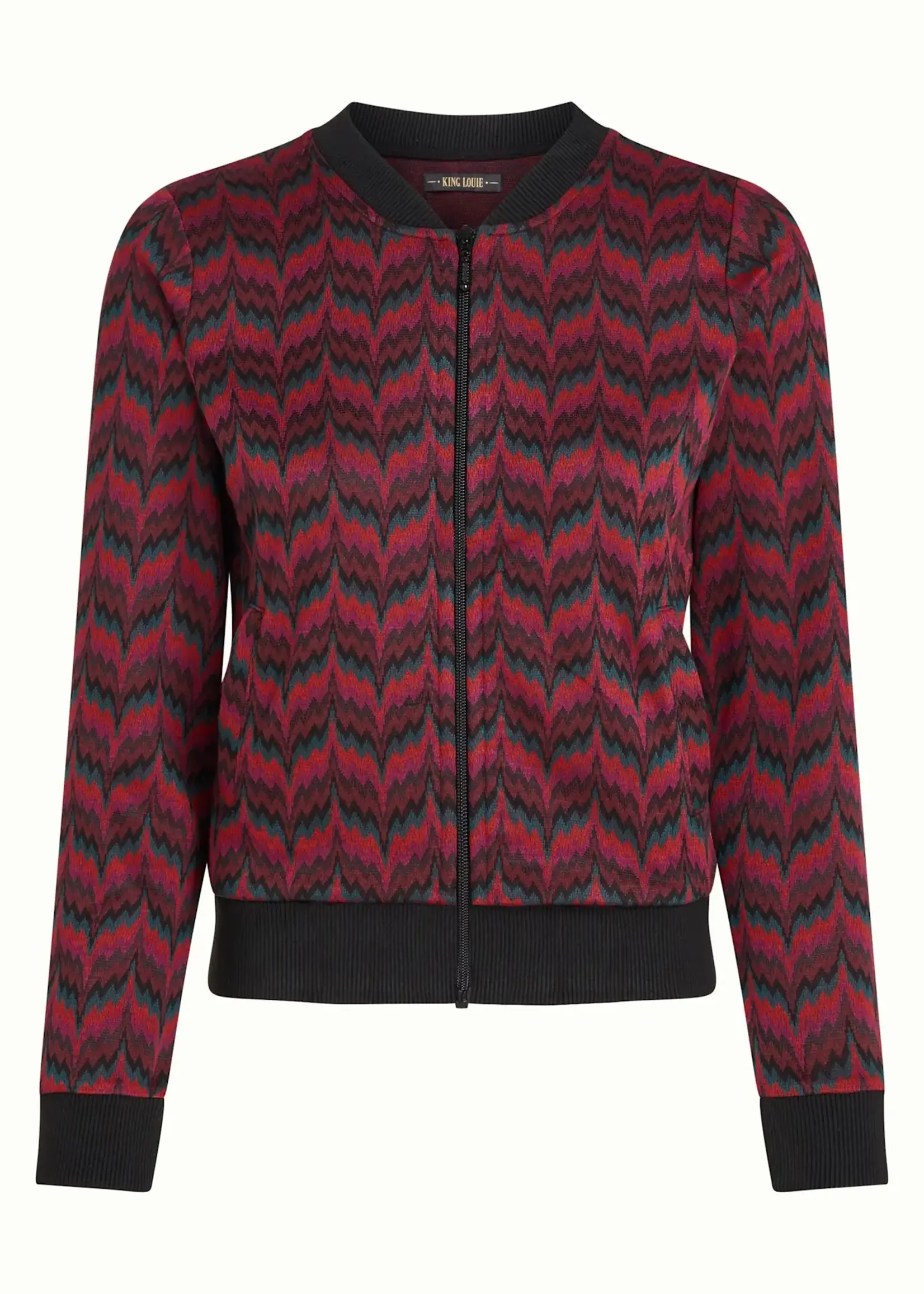 King Louie Jacke - Bessie Jacket Estelle Zigzag - Bordeaux Red