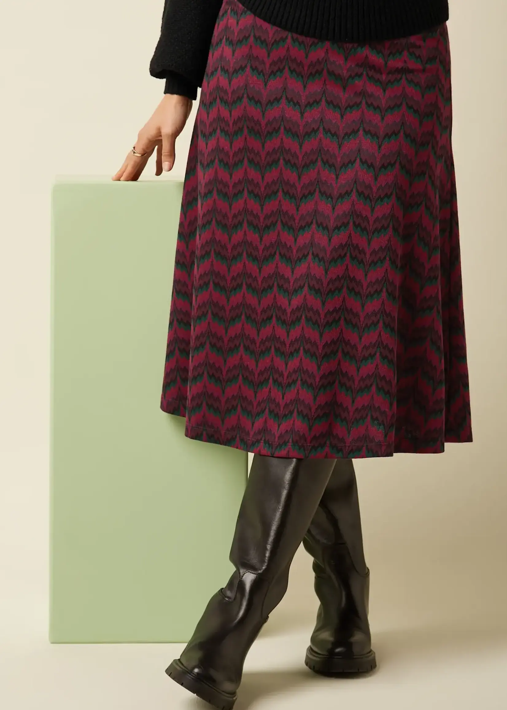King Louie Rock - Juno Skirt Estelle Zigzag - Bordeaux Red