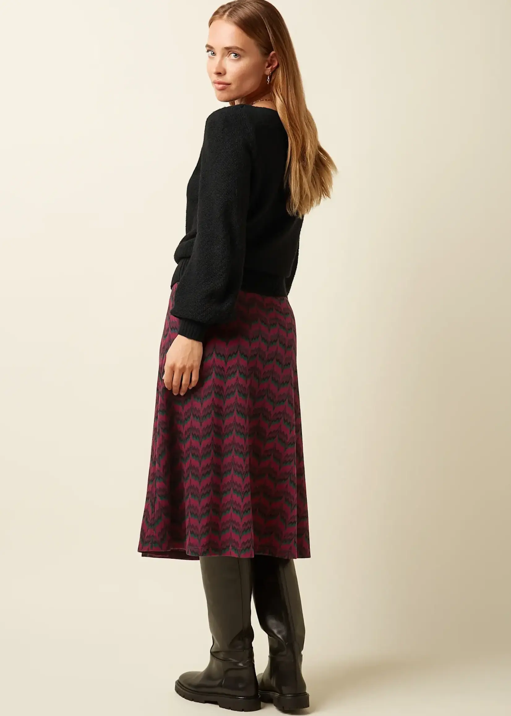 King Louie Rock - Juno Skirt Estelle Zigzag - Bordeaux Red