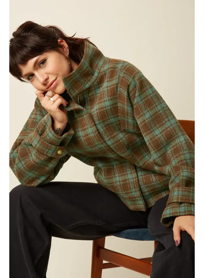 Jacke - Varna Jacket Coppa Check - Bear Brown