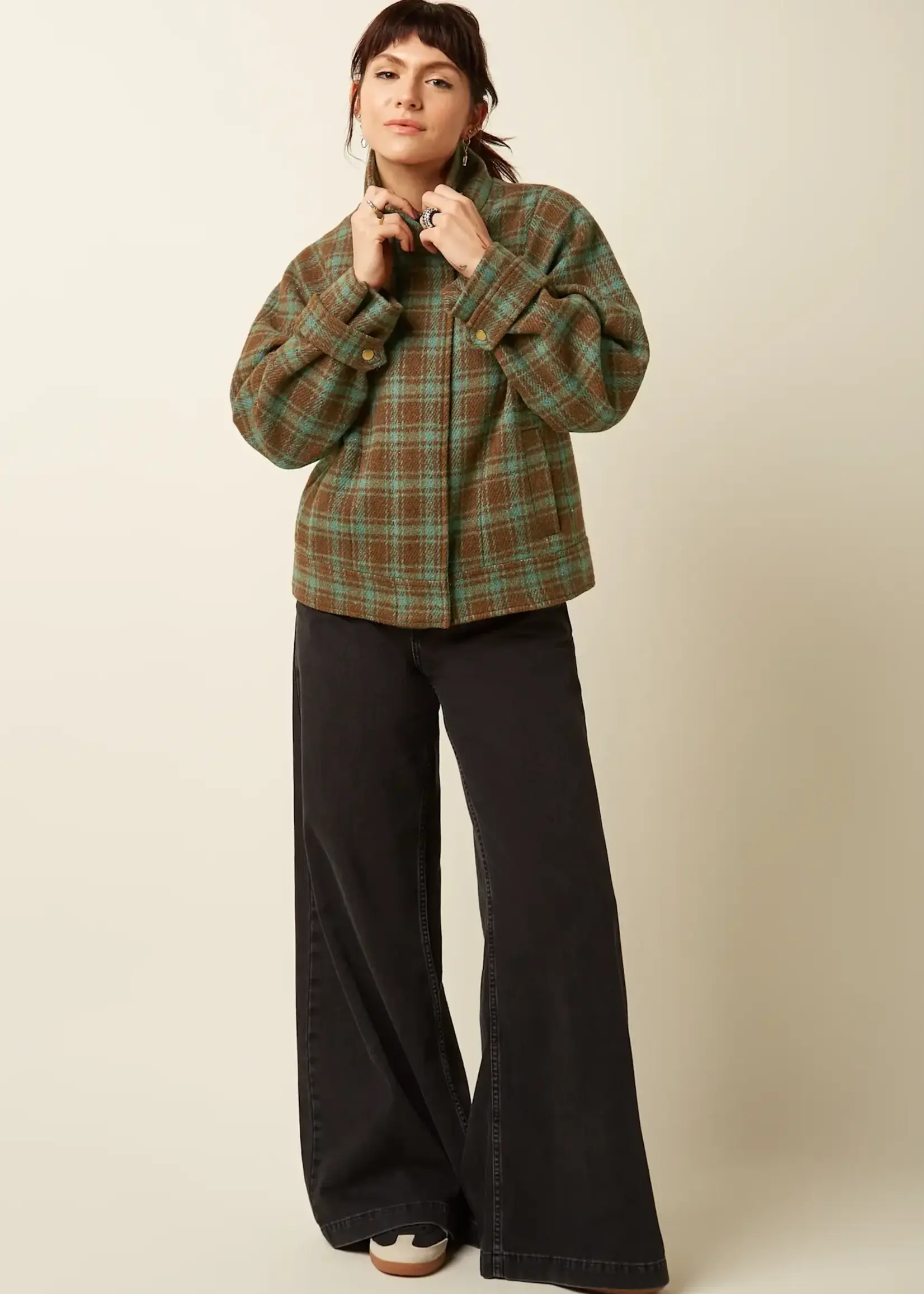 King Louie Jacke - Varna Jacket Coppa Check - Bear Brown