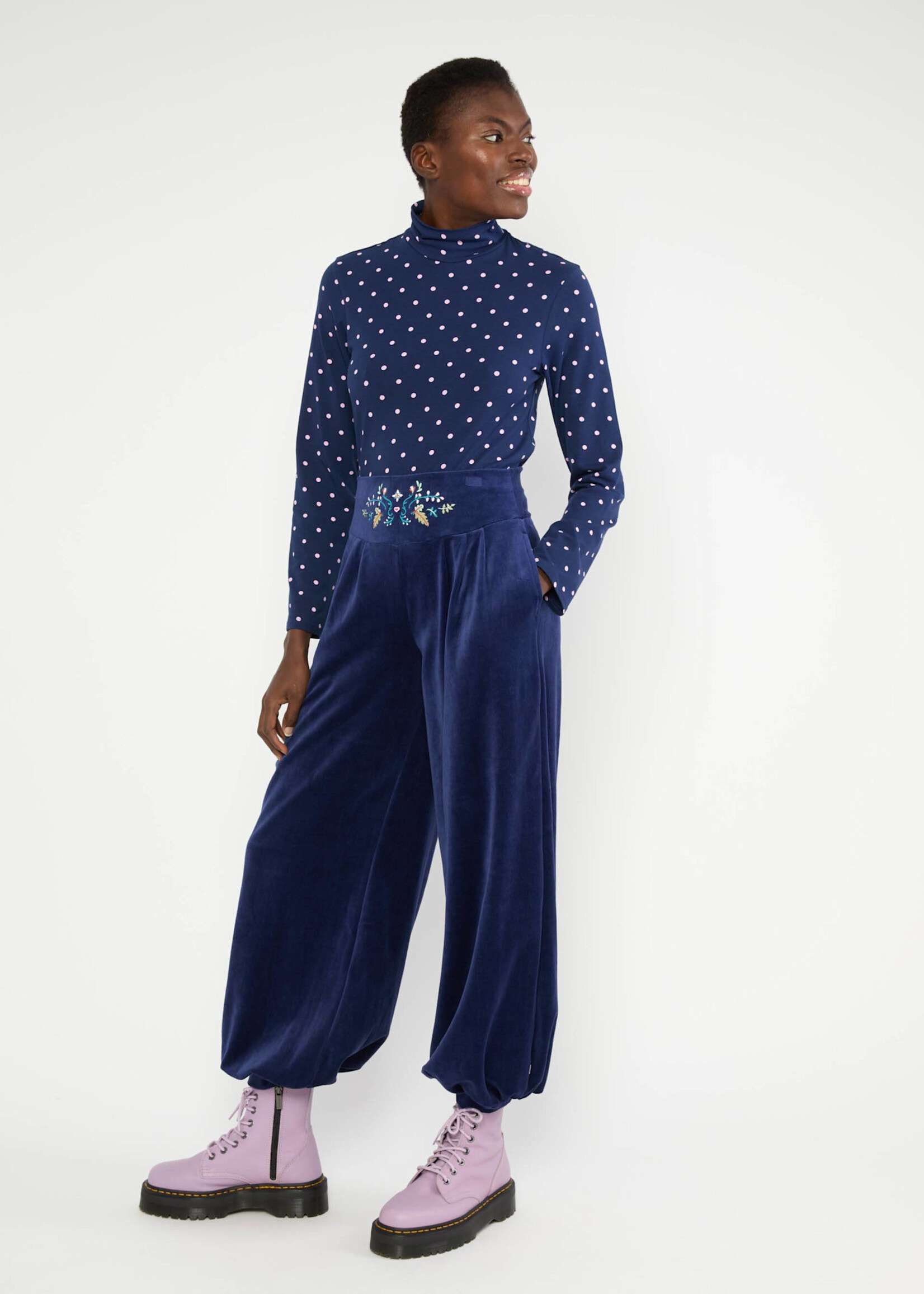 Blutsgeschwister Jogginghose Velvet Merry Moments - indigo depths blue