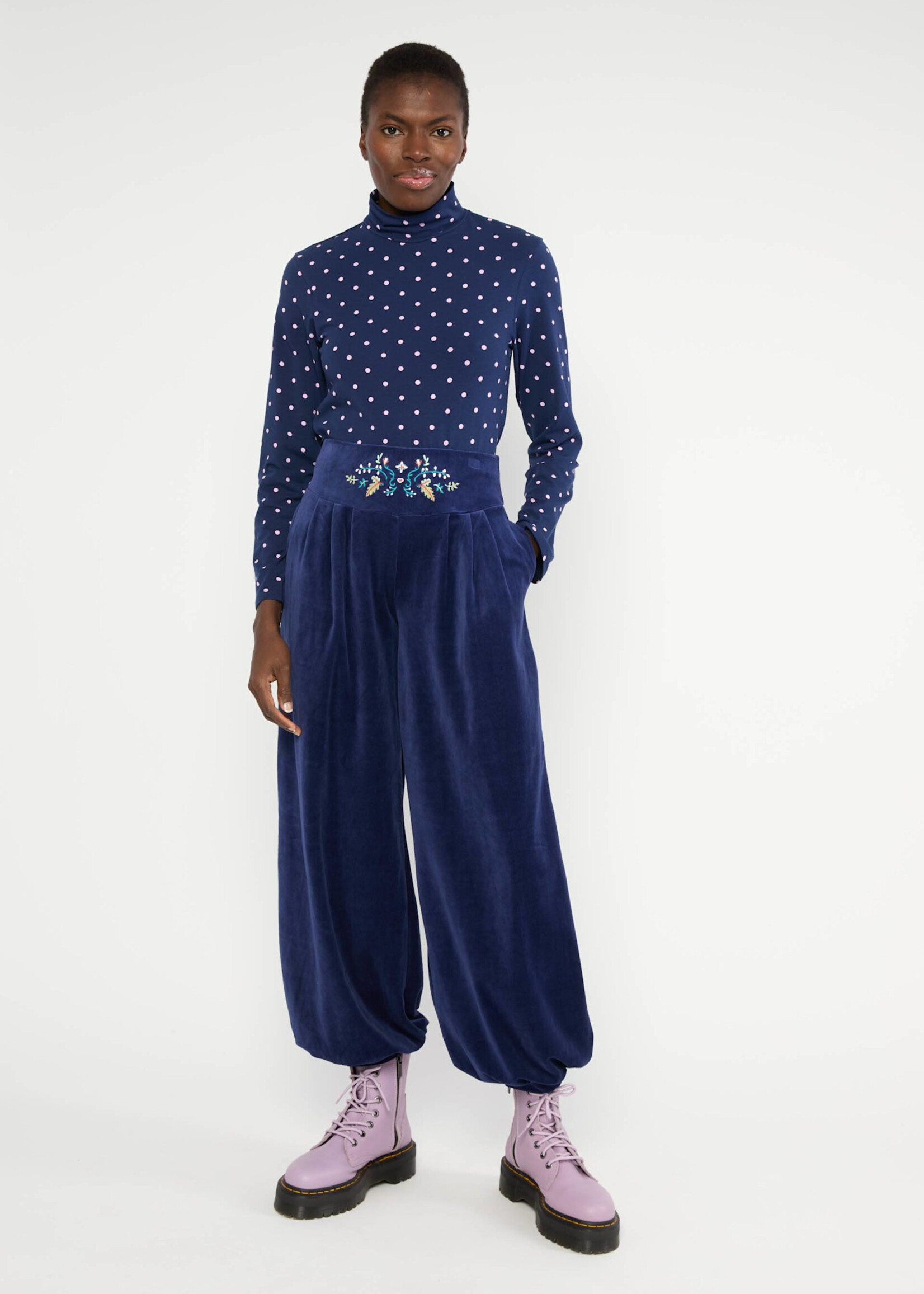 Blutsgeschwister Jogginghose Velvet Merry Moments - indigo depths blue