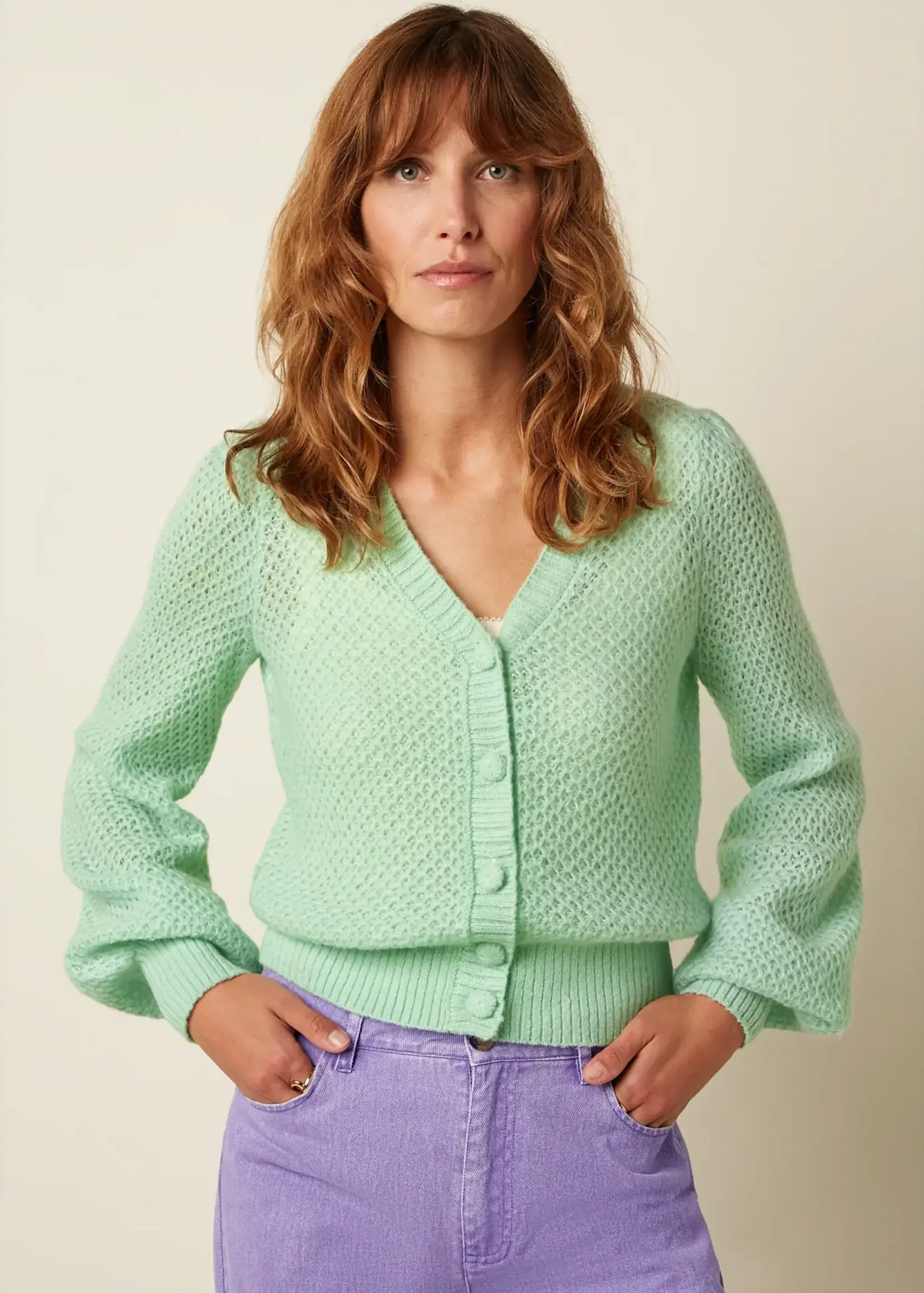 King Louie Cardigan - Cardi V Farfalle - Cameo Green