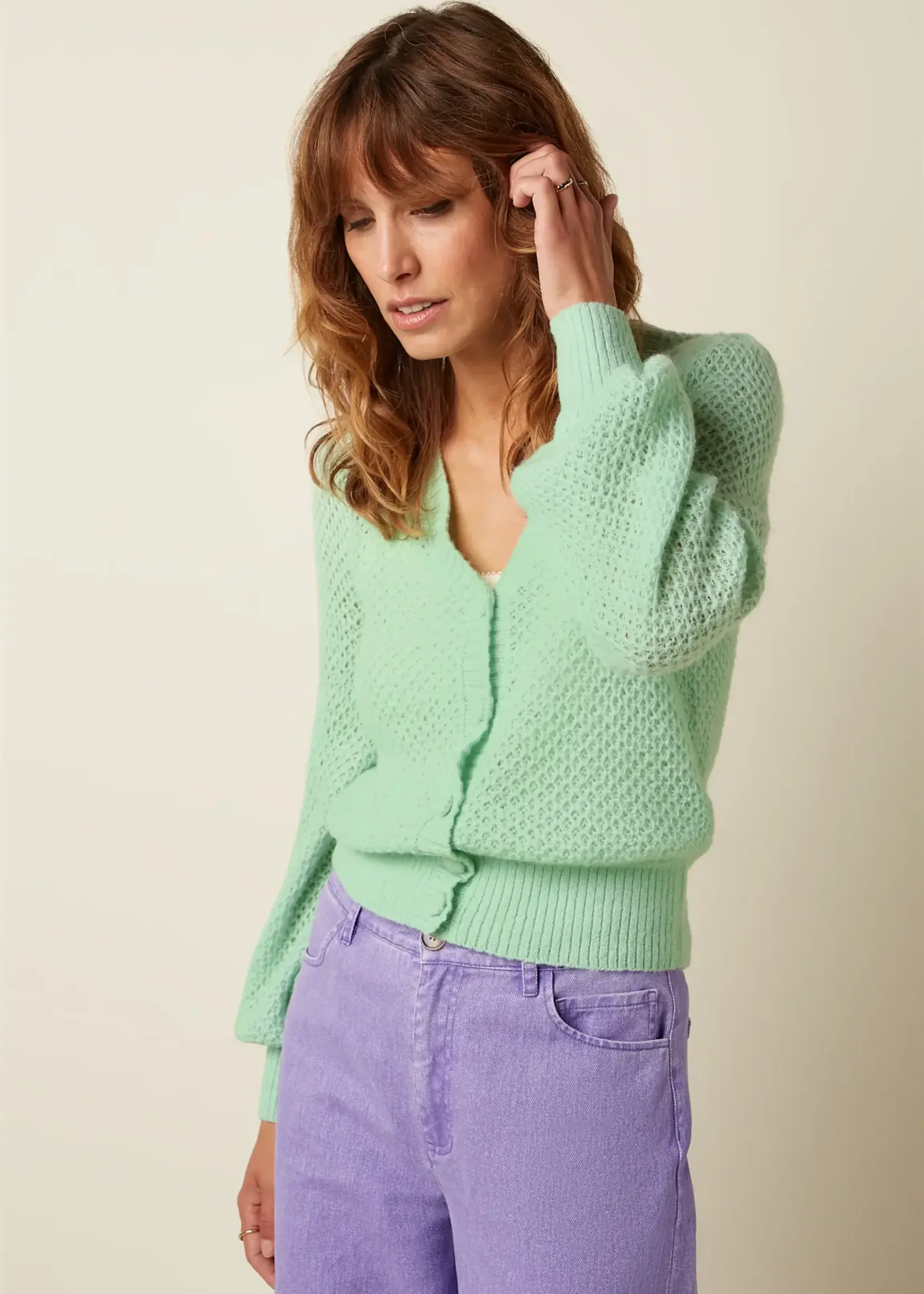 King Louie Cardigan - Cardi V Farfalle - Cameo Green