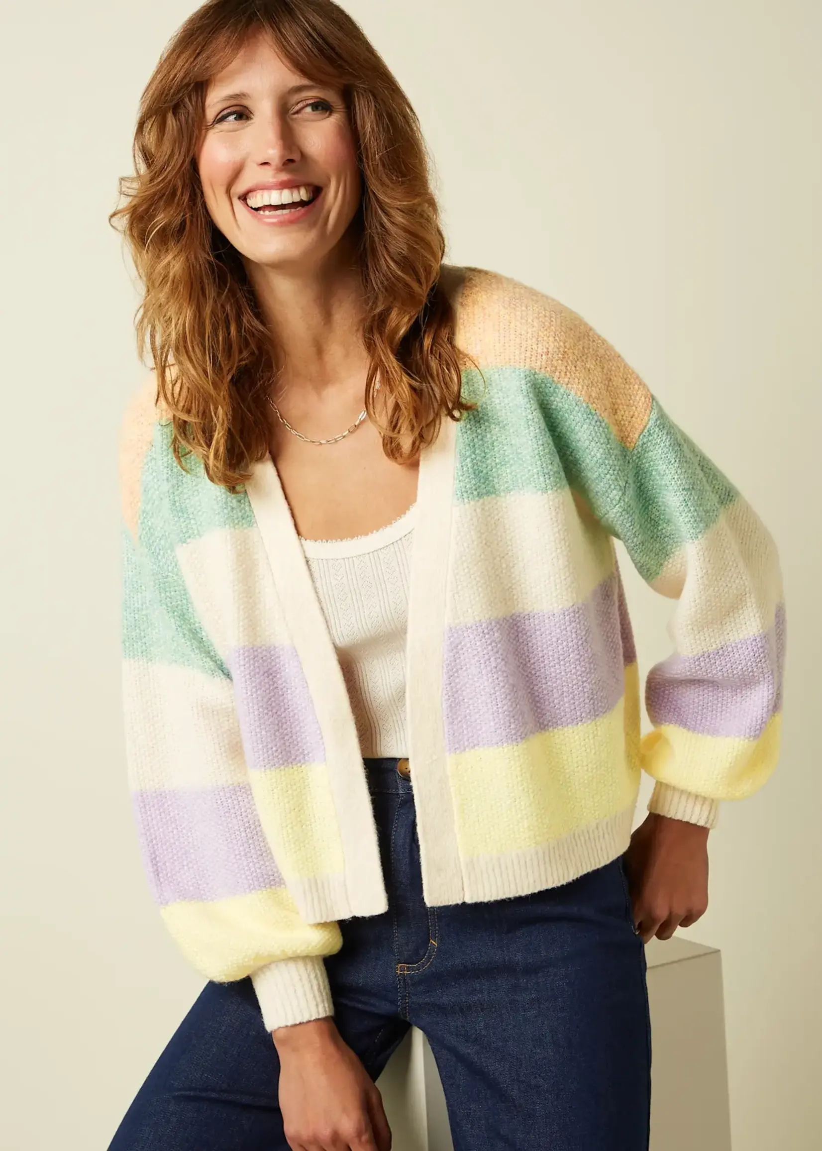 King Louie Cardigan - Cardi Loose Short Chunky - Cream