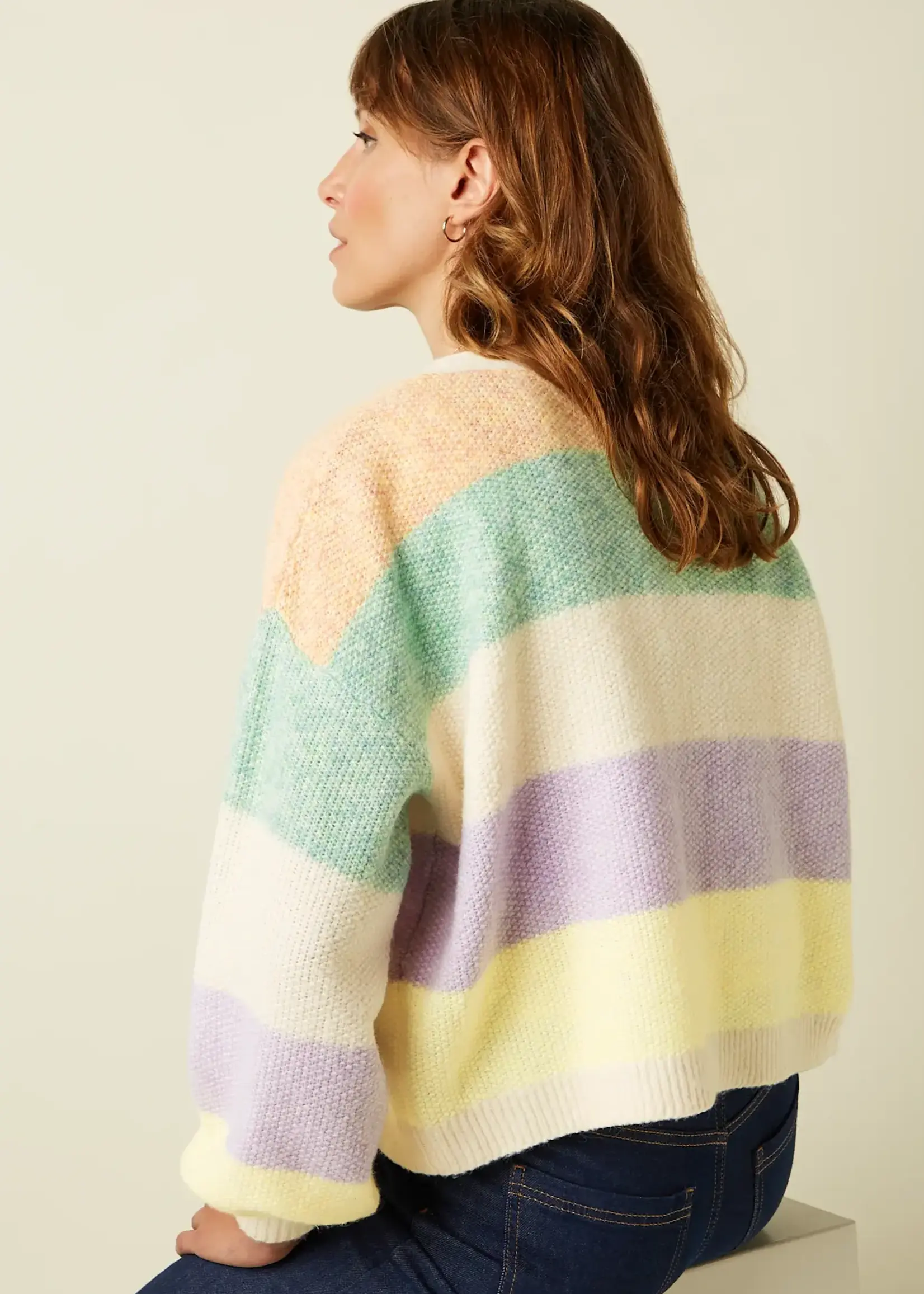 King Louie Cardigan - Cardi Loose Short Chunky - Cream