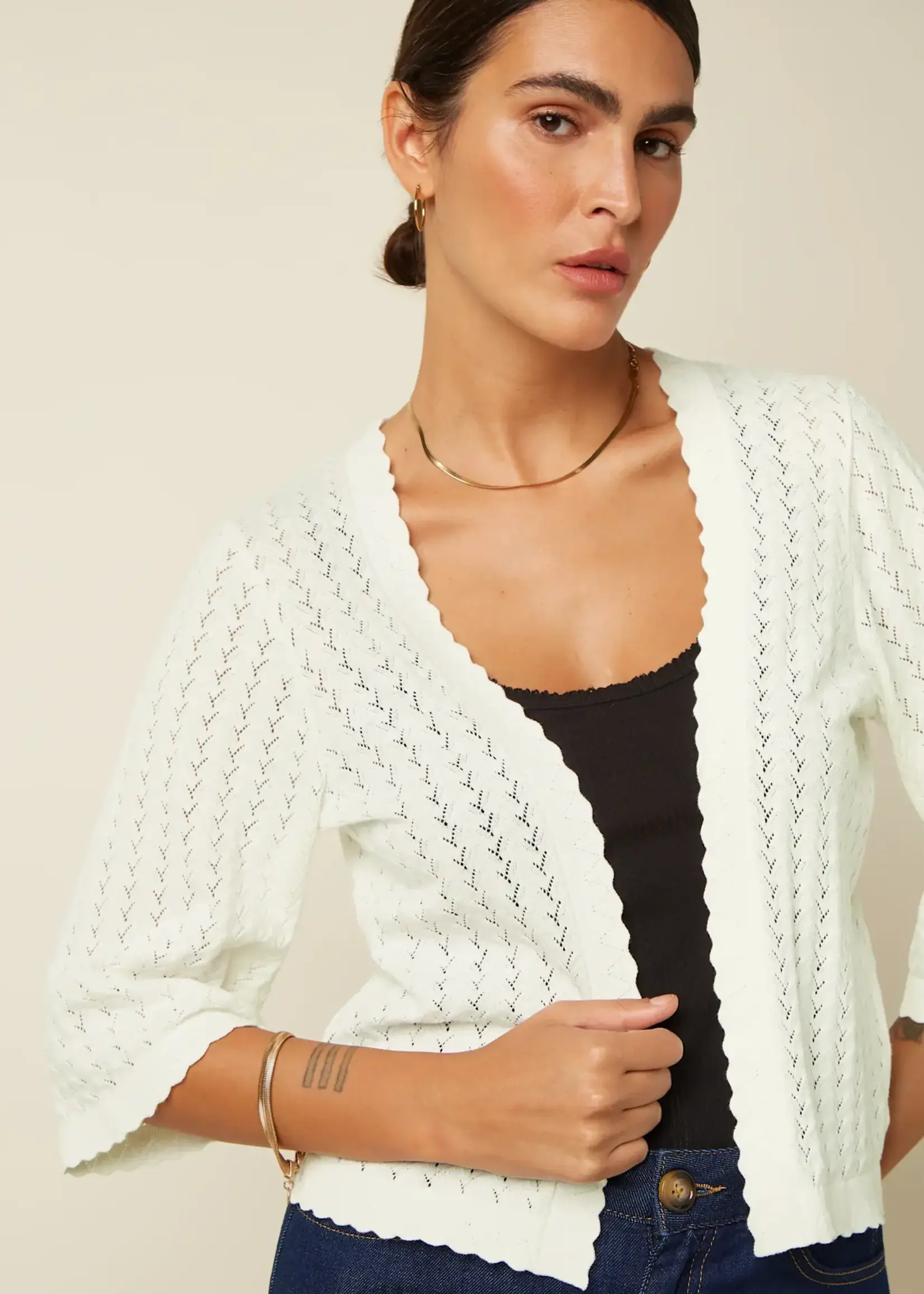 King Louie Emily Cardi Rocky Ajour - White