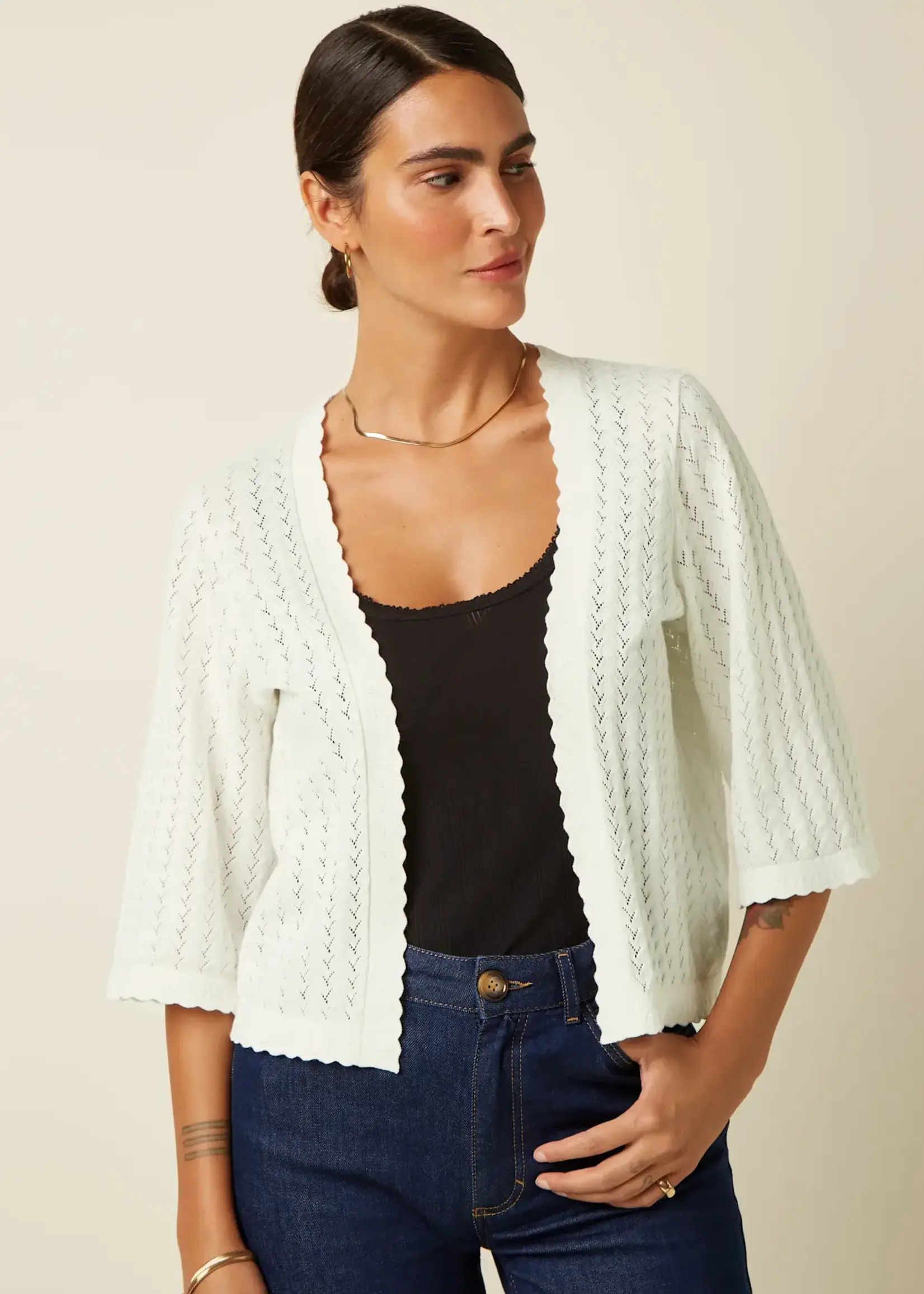 King Louie Emily Cardi Rocky Ajour - White