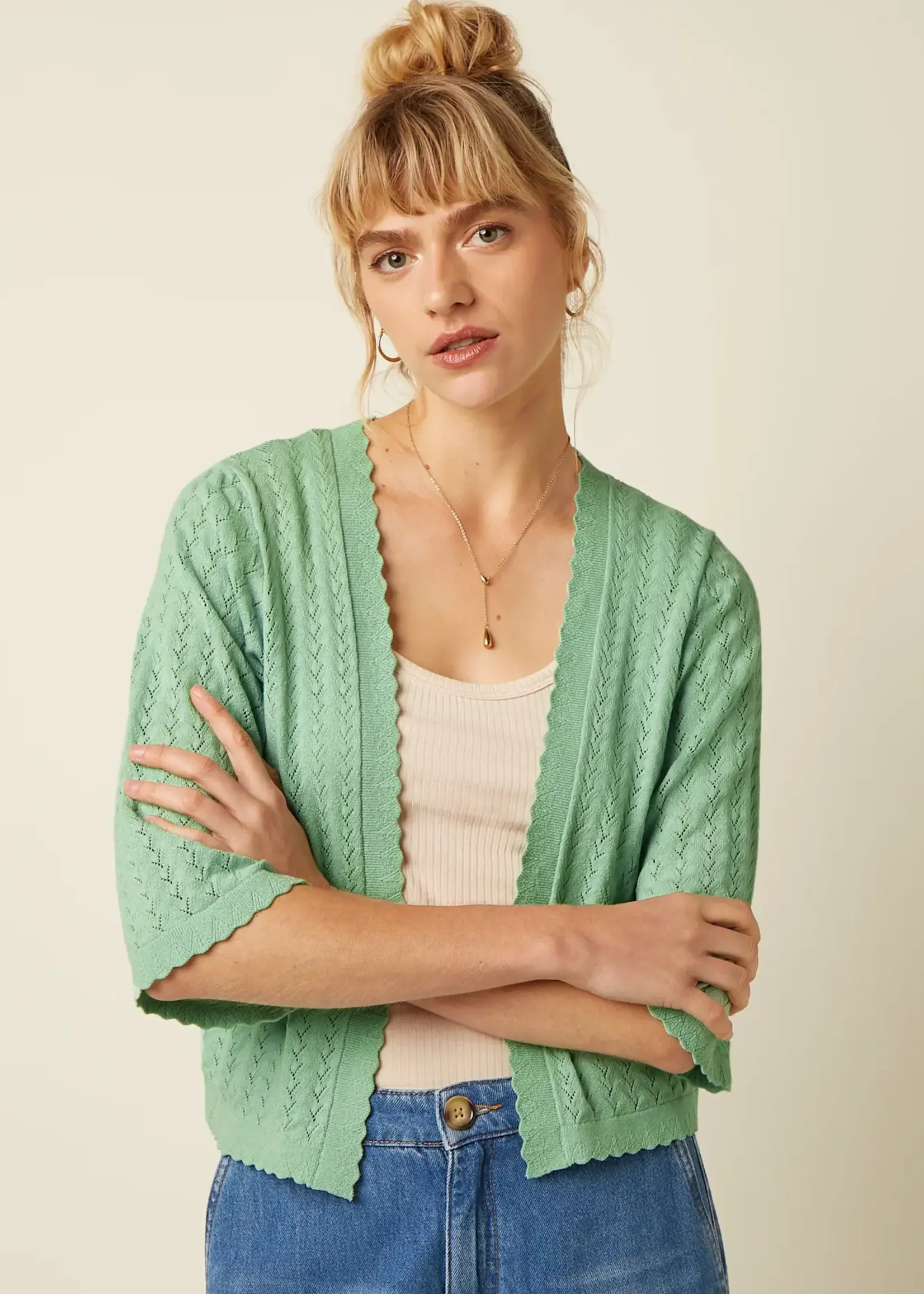King Louie Emily Cardi Rocky Ajour - Minty Meadow