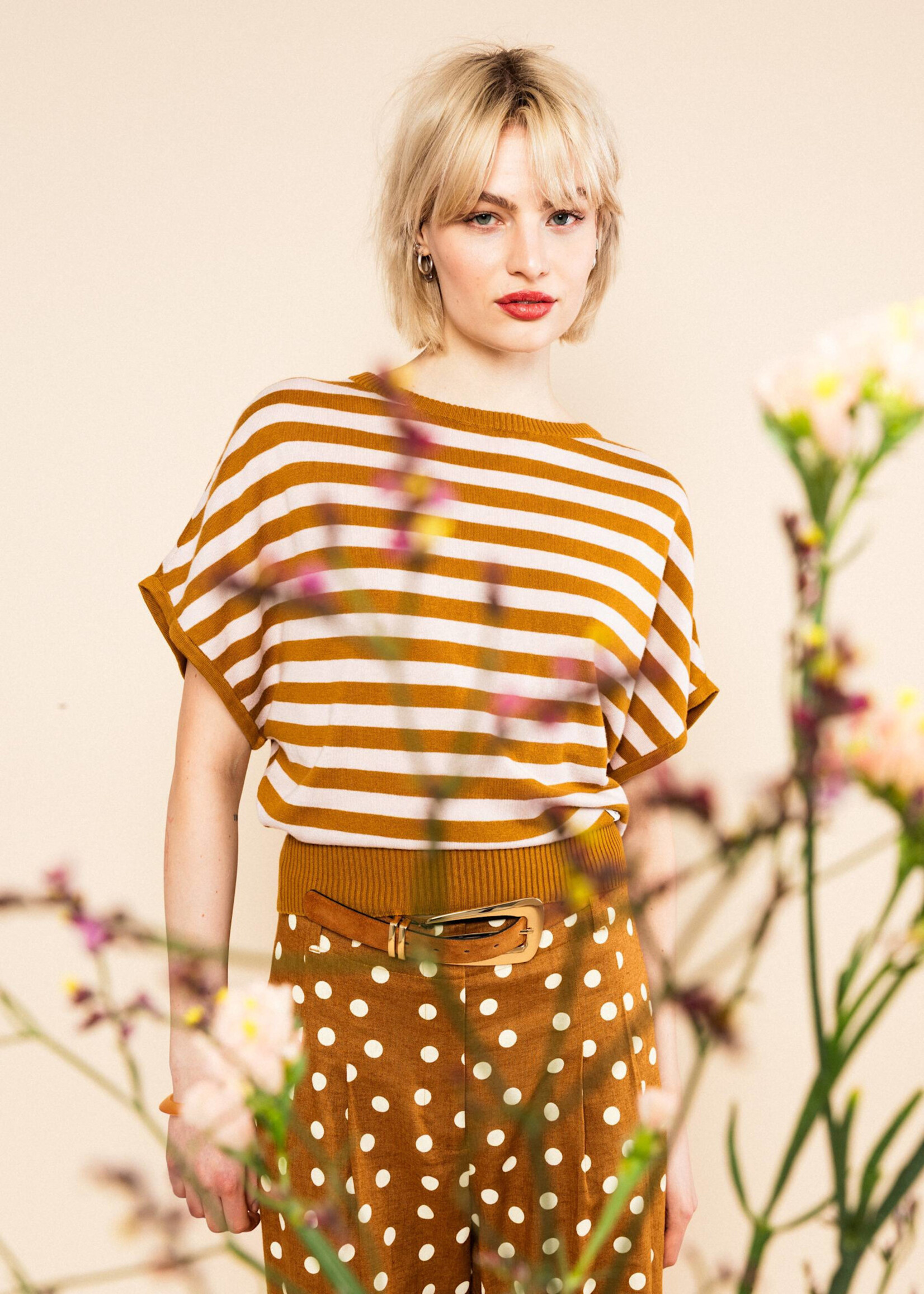 Blutsgeschwister Strickoberteil Picnic Friend - chic knit stripe brown