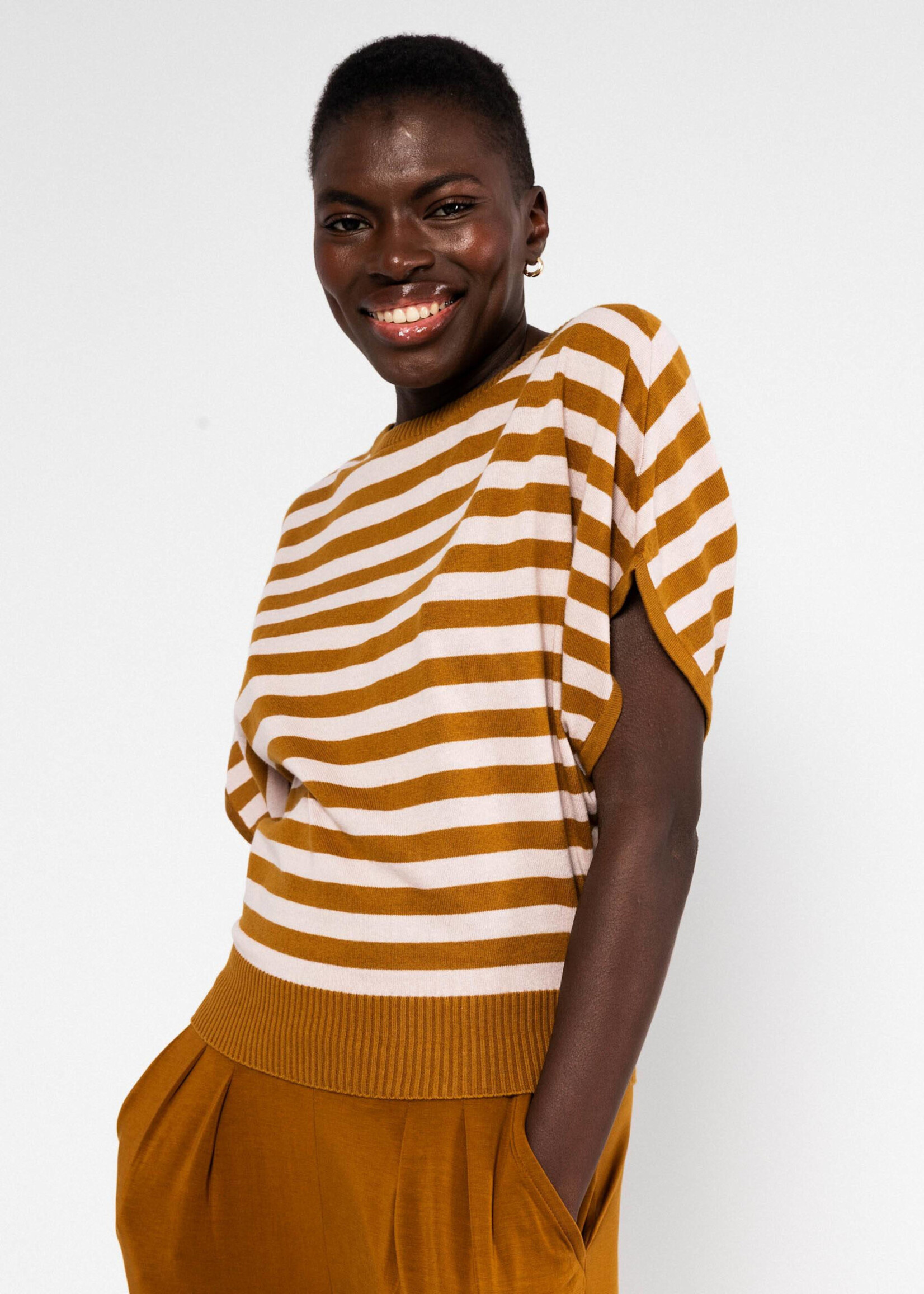 Blutsgeschwister Strickoberteil Picnic Friend - chic knit stripe brown