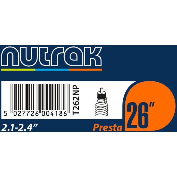 Nutrak Inner Tube 26 x 2.10 – 2.40, Presta Valve, (tube26) (single)