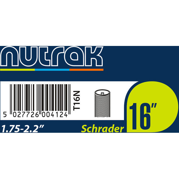 Nutrak Inner Tube 16 x 1.75 - 2.2, Schrader Valve, (tube16)