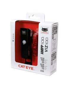 CatEye Ampp 100 & Viz 100 Usb Rechargeable Lights Set