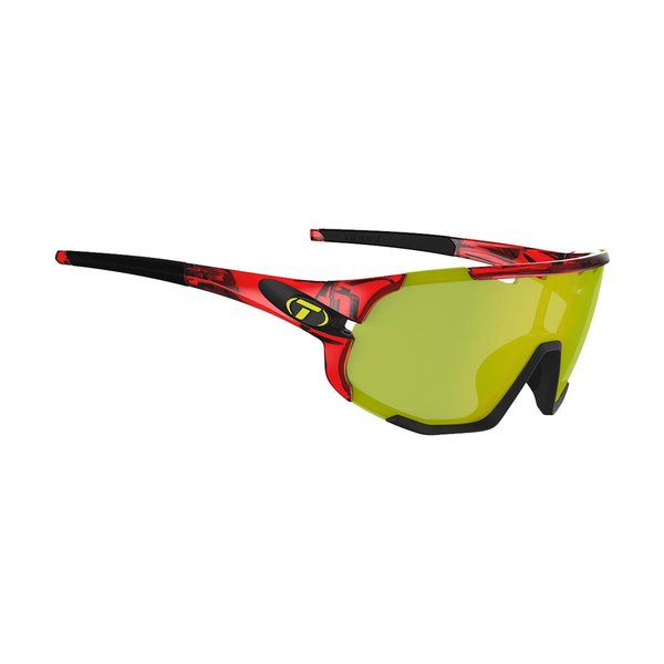 Tifosi Sledge Sunglasses Crystal Red Frame With Clarion Yellow Lens