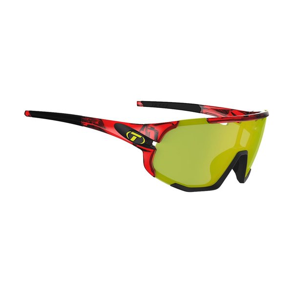 Tifosi Sledge Sunglasses Crystal Red Frame with Clarion Yellow Lens