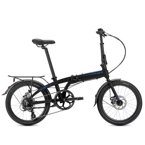 TERN Link B8 Disc 20w Folding Bike, 8 Speed Satin Black (With carrier and mudguards)