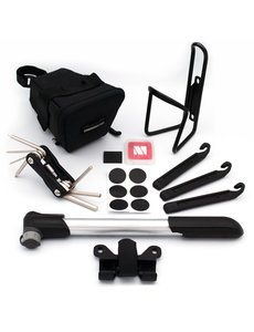 M Part Starter Tool Kit Set Containing Six Essential Accessories: Multi Tool, Pump, Tyre Levers, Saddle Bag, Bottle Cage
