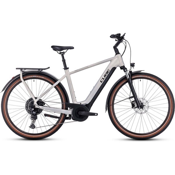 Cube Touring Hybrid Pro 625 Electric Bike Pearly Silver/Black