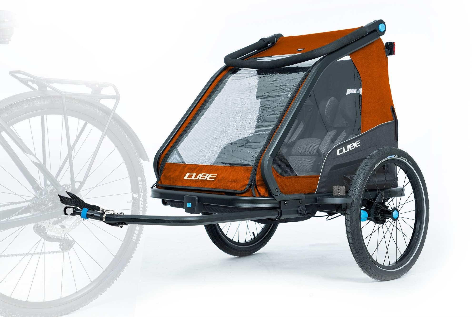Cube Kids Trailer Double Cmpt X Actionteam Suitable For Two Kids 360 Cycles