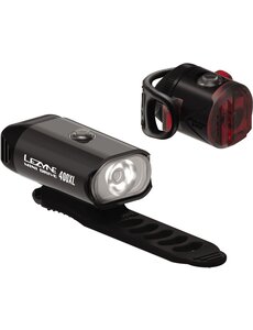  Lezyne USB Rechargeable Lightset - Mini Drive 400 Lumen Front - Femto Rear Pair - Black