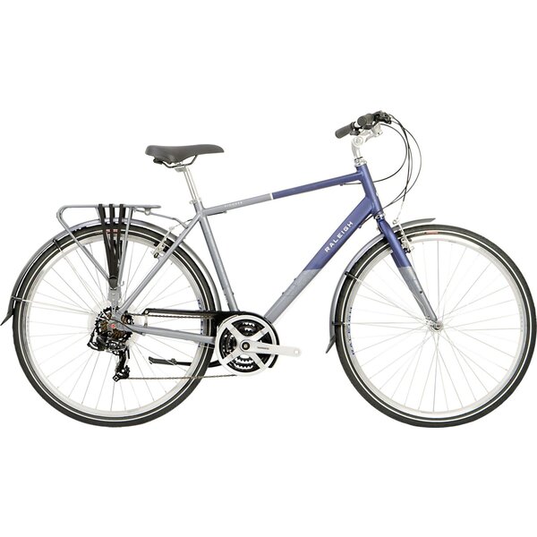 Raleigh Pioneer Crossbar Frame Tour City Bike Blue/Grey