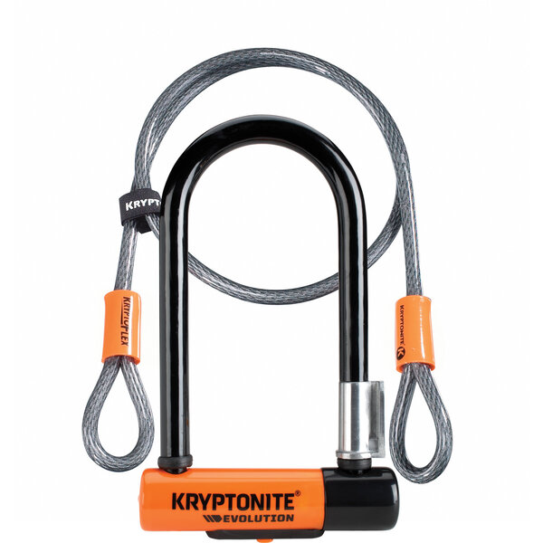 Kryptonite Evolution Mini 7 U-Lock With 4 Foot Cable and Flexframe Bracket Sold Secure Gold