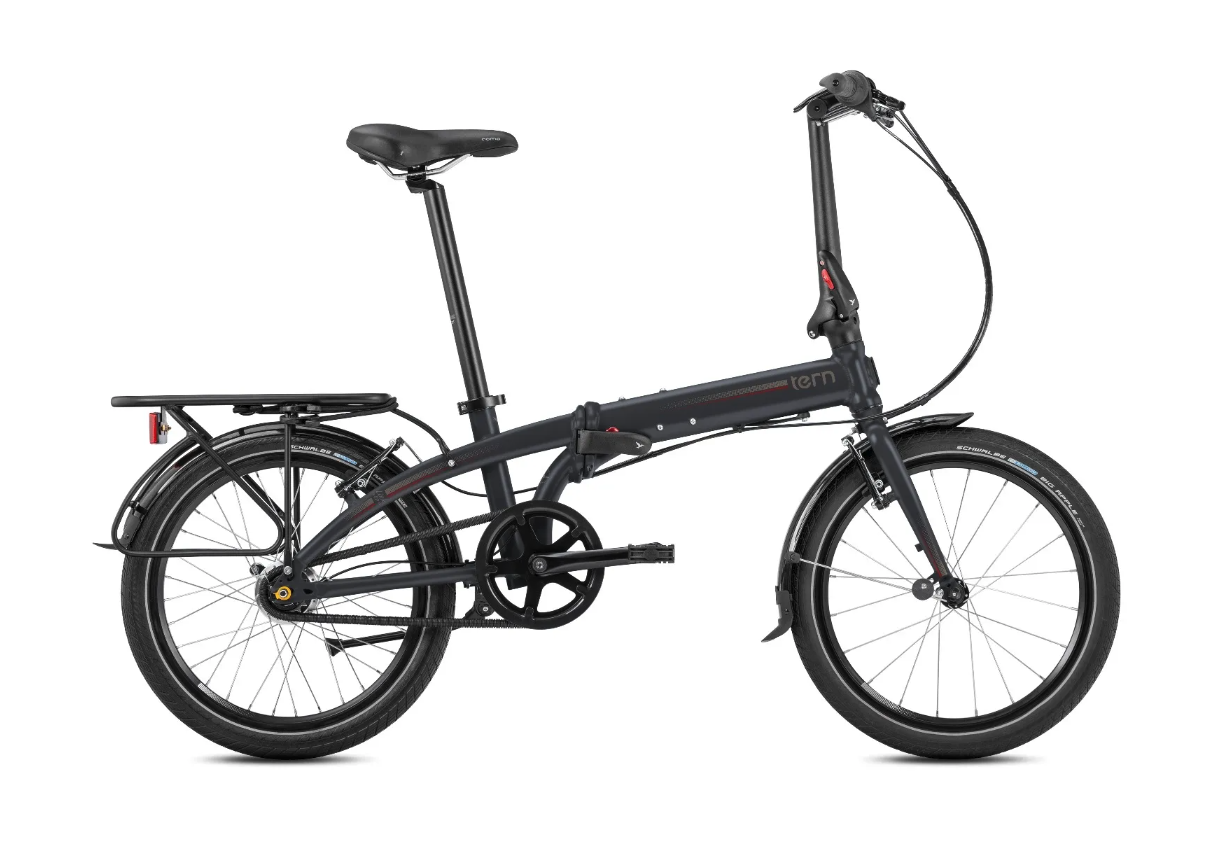 Tern Gents Folding Bike Tern Link D7I Folding Bike Black Shale/Grey Red Includes