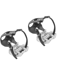 Dema Standard Pedals 9/16" Metal with Plastic Toe Clips and Nylon Toe Straps