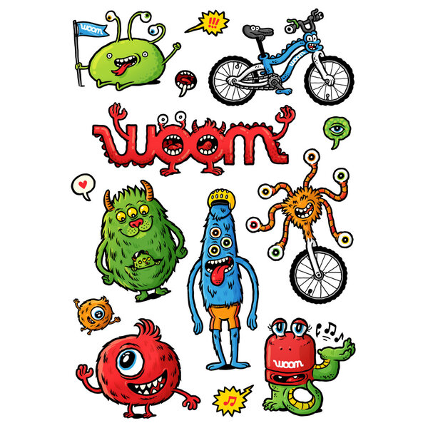 Woom Monster stickers sheet - 150 x 210 mm