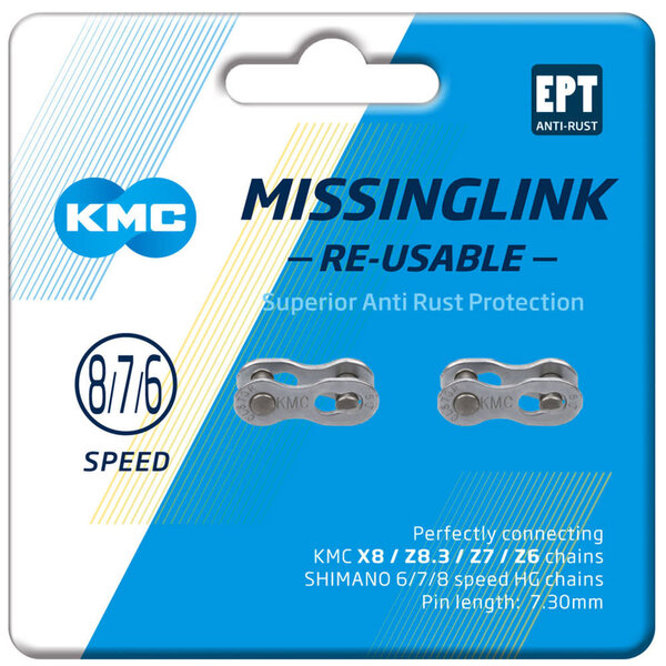 KMC KMC MissingLink 7/8 EPT Silver 7,3mm (Reusable) - POWERLINK | Pack of 40