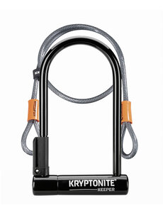 Kryptonite Keeper 12 Standard U-Lock with 4 foot Kryptoflex cable Sold Secure Silver