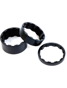 M Part M Part Splined Alloy Headset Spacers 1-1/8 inch, 5 / 10 / 15 mm Black, Pack of 3