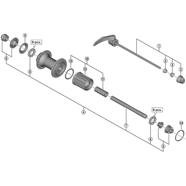 Shimano Shimano Spares FH-5800 complete quick release, 168 mm