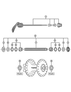Shimano Shimano Spares HB-M475 complete axle assembly 108 mm