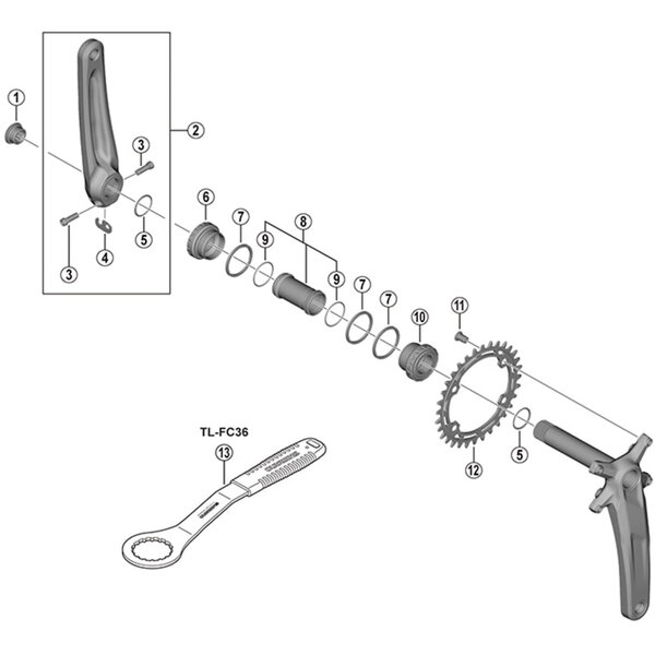 Shimano Shimano Spares FC-MT511-1 left hand crank arm unit, 175 mm