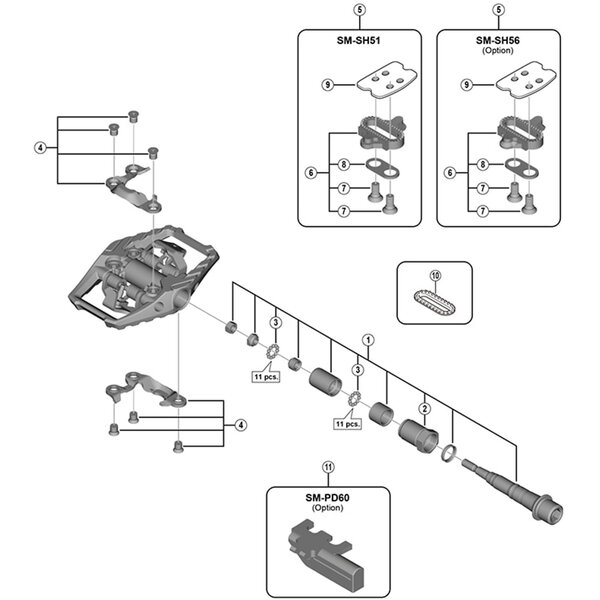 Shimano Shimano Spares PD-M9100 pedal axle assembly, right hand