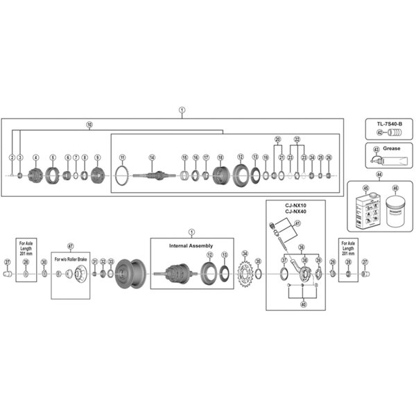 Shimano Shimano Spares SG-C3001-7R Internal assembly, 182 mm