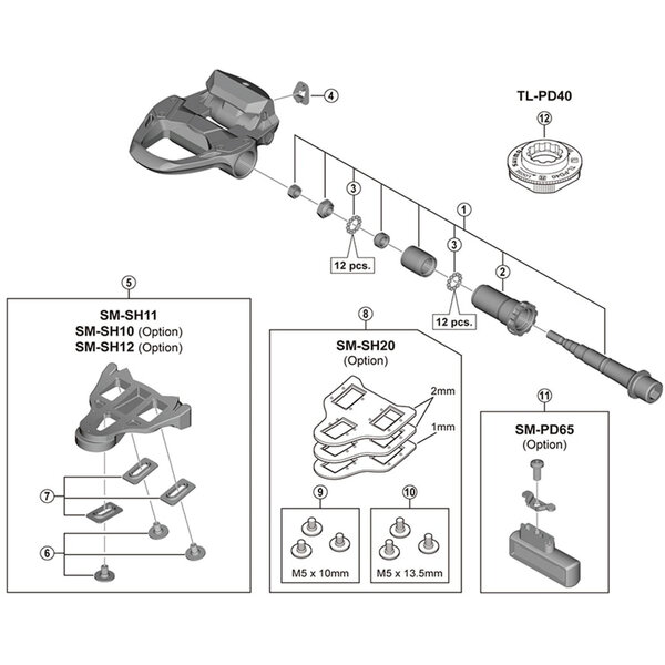 Shimano Shimano Spares PD-R7000 pedal axle assembly, right hand